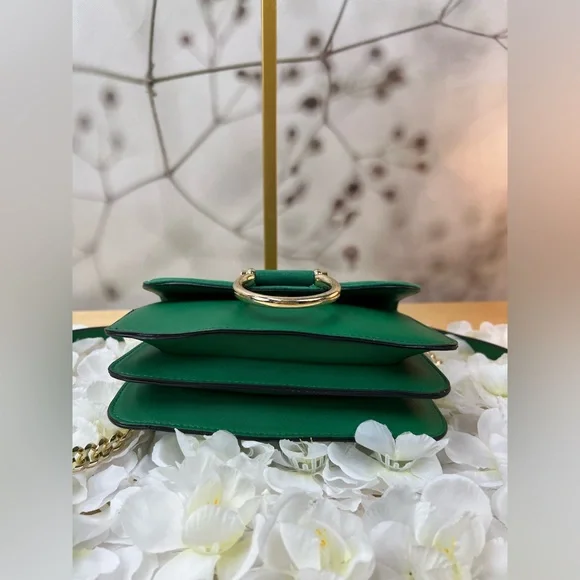 TopShop Green Crossbody Shoulder Bag with Gold Ring Detail - Picture 5 of 12